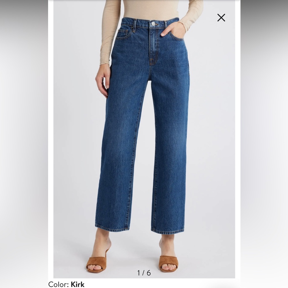 Frame High Rise Cropped Straight Leg Jeans